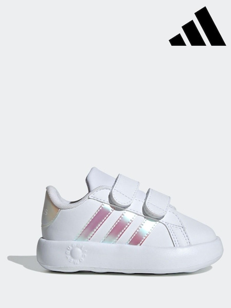 adidas White/Silver Kids Grand Court 2.0 Shoes (460404) | R$ 225