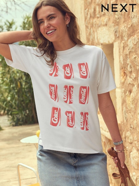 White 100% Cotton Coca Cola Licence Relaxed Can Graphic T-Shirt (460597) | €16