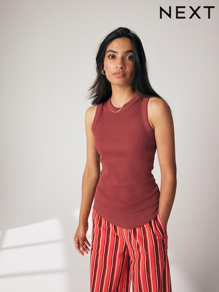 Red Ribbed Racer Tank Vest Sleeveless Top (460681) | €8.50