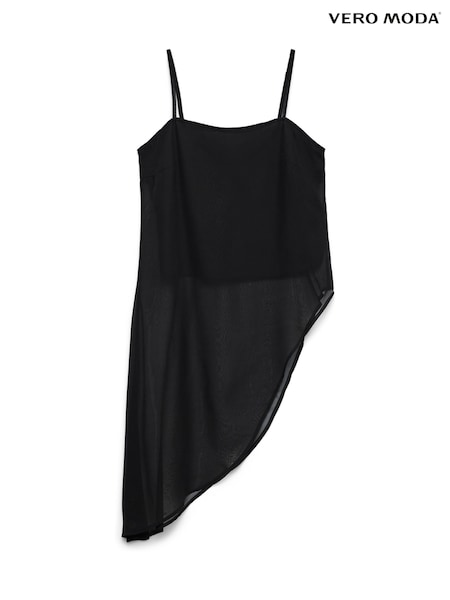 Negro - Vero Moda Asymmetrical Long Line Cami Top