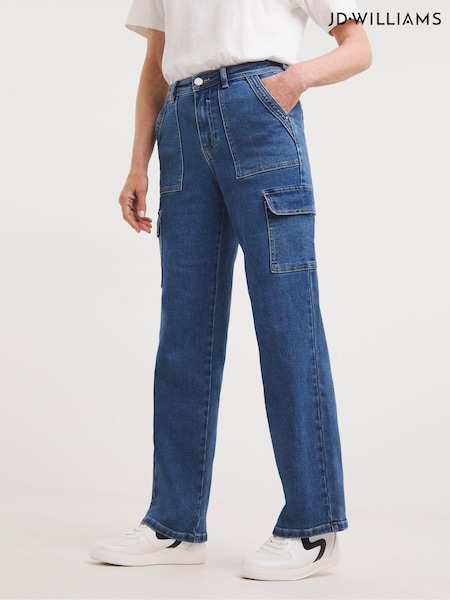 JD Williams Mid Blue Wash Cargo Jeans (460999) | €24