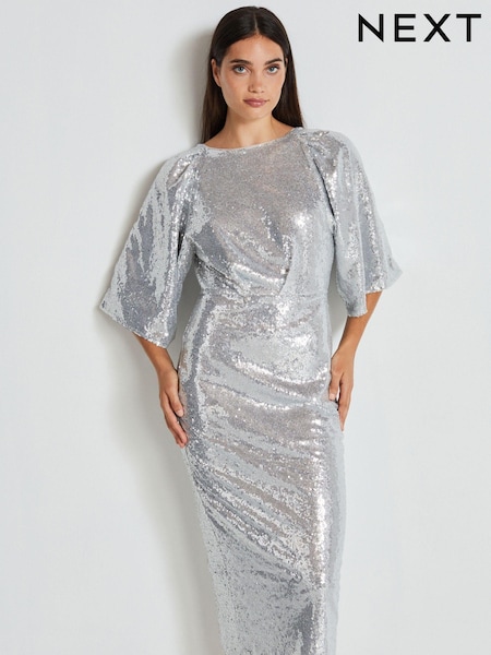 Silver Sequin Batwing Midi Dress (461075) | €54