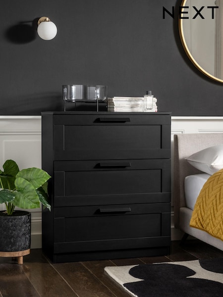 Black Flynn 3 Drawer Chest of Drawers (461114) | €230