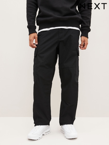 Черный - Relaxed Fit Ripstop Cargo 100% Cotton Trousers (461155) | €8
