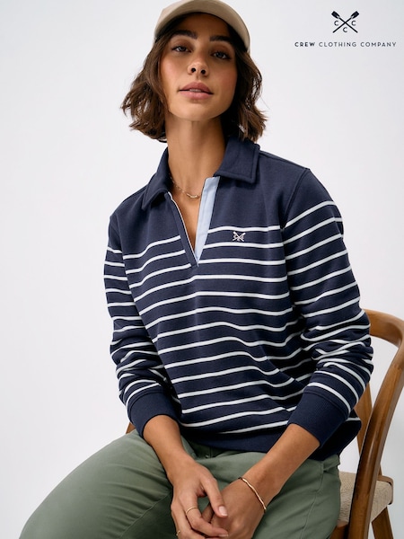 أزرق - Crew Clothing Sandy Flip-collar Sweater