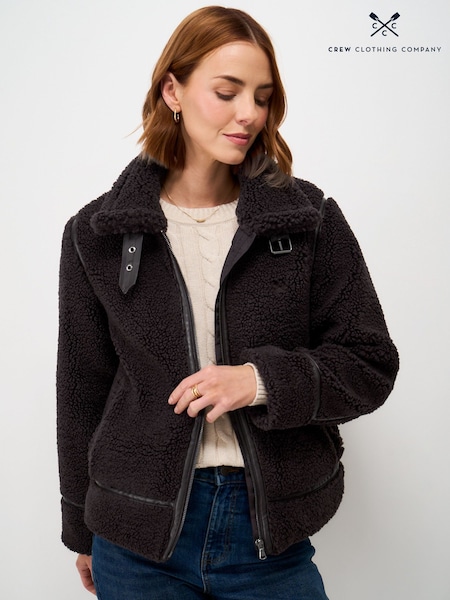 브라운 - Crew Clothing Borg Aviator Jacket