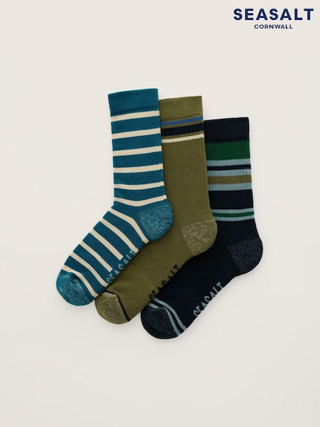 أزرق - Regular Seasalt Cornwall Cushioned Gift Box Socks 3 Pack