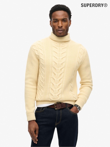 Creme - Superdry The Merchant Store Cable Roll Neck Jumper (462369) | 64 €