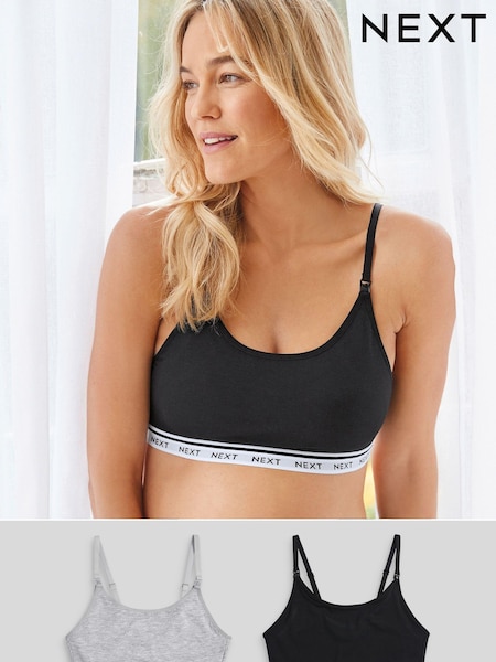 Black/Grey Maternity Nursing Crop Ultimate Comfort Tops 2 Pack (462442) | €26