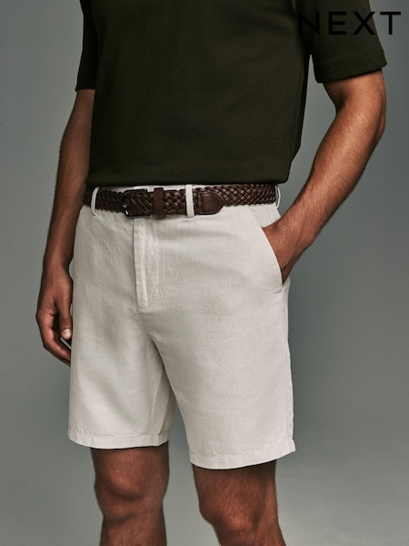 Stone Brown Linen Blend Shorts (462727) | €39
