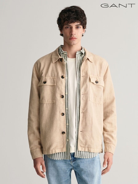 Natur - Gant Twill-Hemdjacke aus Baumwollleinen in Relaxed Fit (462863) | 61 €