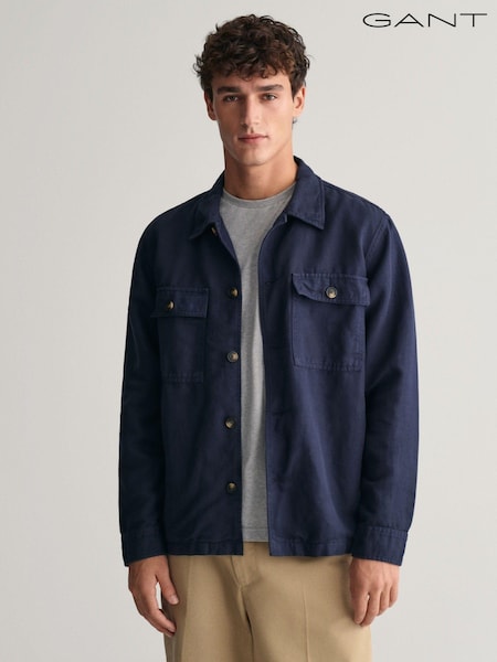 Blau - Gant Twill-Hemdjacke aus Baumwollleinen in Relaxed Fit (463110) | 61 €