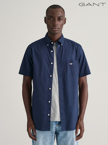 GANT Blue Regular Fit Poplin Short Sleeve 100% Cotton Shirt (463810) | €53