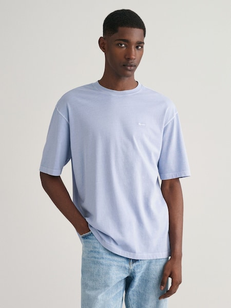 Albastru închis - Tricou cu logo GANT 100% bumbac decolorat (463962) | 188 LEI
