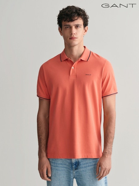 GANT Pink Tipped Piqué 100% Cotton Polo Shirt (463969) | 173 QAR