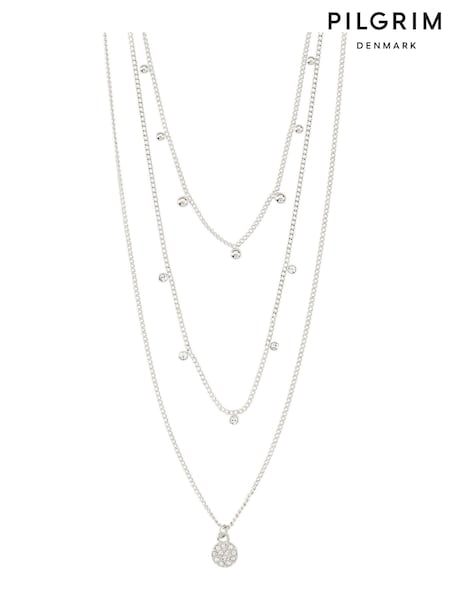 PILGRIM Silver Tone Chayenne Recycled Layered Crystal Necklace (463990) | 31 €