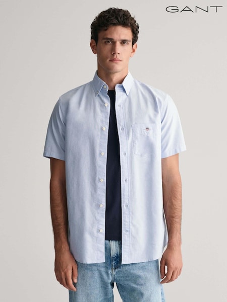 Dunkelblau - GANT Regular Fit Oxford Kurzarm Hemd aus  100% Baumwolle (464214) | 73 €