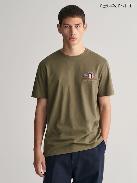GANT Green 100% Cotton Embroidered Archive Shield T-Shirt (464346) | €35