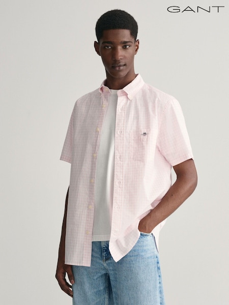 Rosa - GANT Regular Fit Gingham Poplin Short Sleeve 100% Cotton Shirt (464528) | 127 €