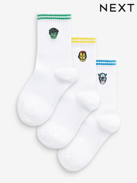 Marvel White Ground Ribbed Socks 3 Pack (464565) | €7 - €8