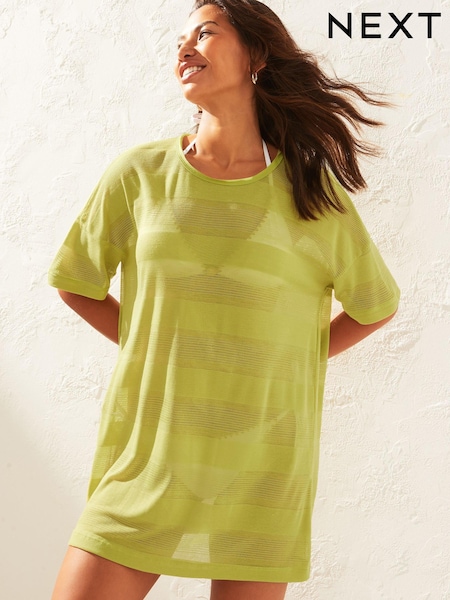 Lime Green Crochet Cover Up T-Shirt Dress (464626) | €15