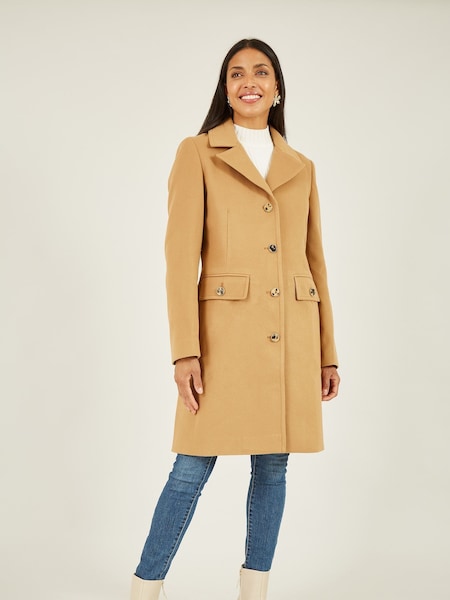Yumi Caramel Military Button Through Coat (464668) | €51