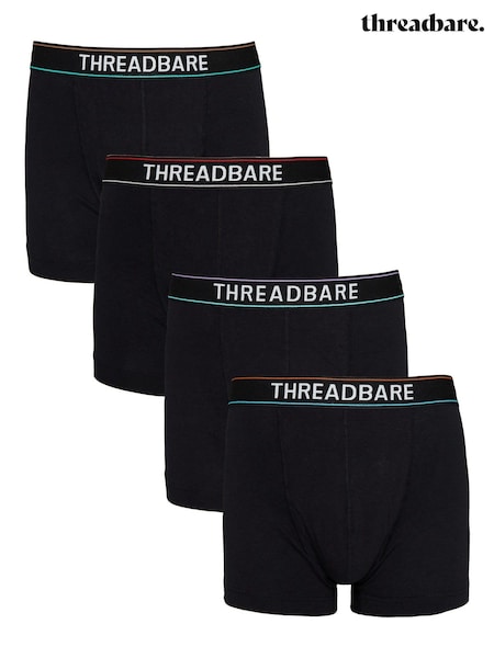 Negru - Threadbare boxeri hipster de 4 perechi de boxeri (464791) | 149 LEI