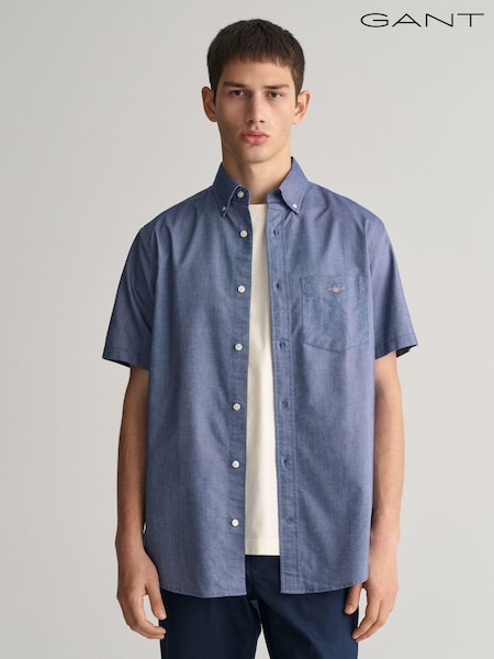 GANT Blue Regular Fit Oxford Short Sleeve 100% Cotton Shirt (464877) | €63