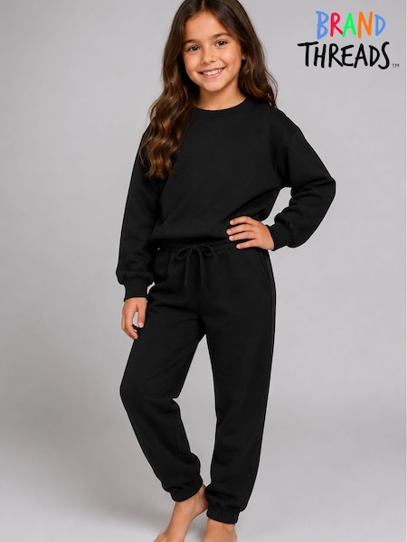 Black - Brand Threads Essentials Sweatshirt Tracksuit