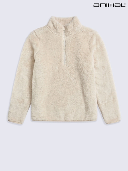Cream - Animal Teddy Half Zip Fleece