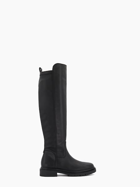 Dune London Black Tempar Cleated 50/50 Knee High Boots (465933) | €127