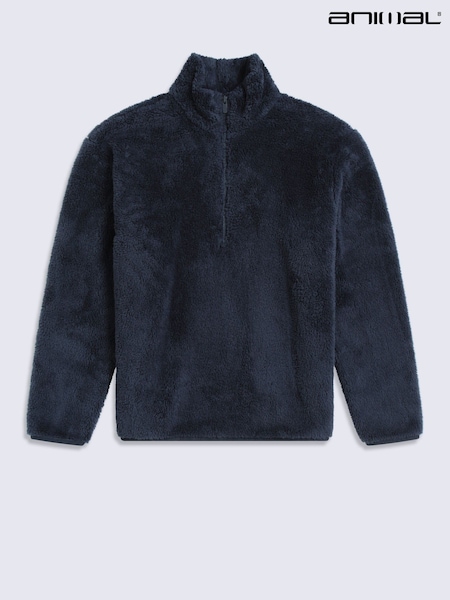 Синій - Regular Animal Teddy Half Zip Fleece