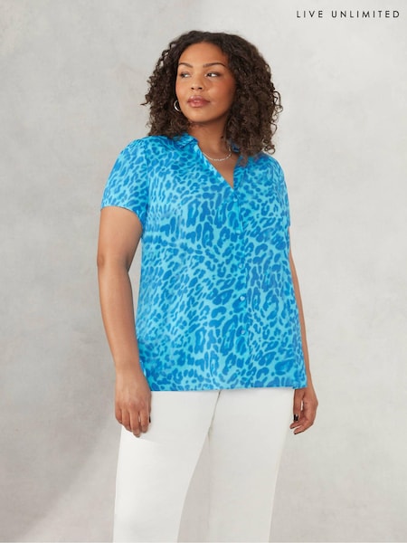 Live Unlimited Curve Blue Animal Print Short Sleeve Shirt (466217) | €27