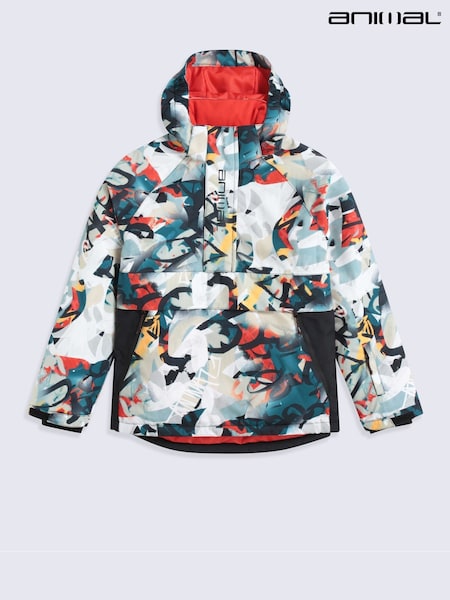 Black - Animal Snowstorm Kids Waterproof Overhead Ski Jacket