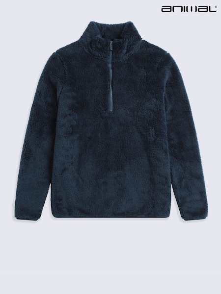 Blue - Animal Teddy Half Zip Fleece