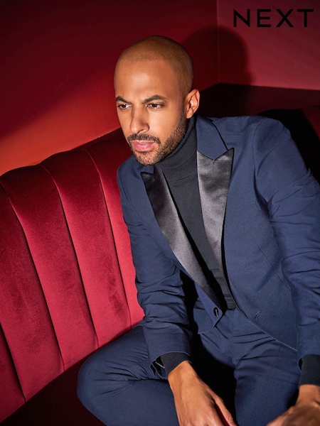 Navy Blue Slim Fit Tuxedo Suit Jacket (467071) | €14