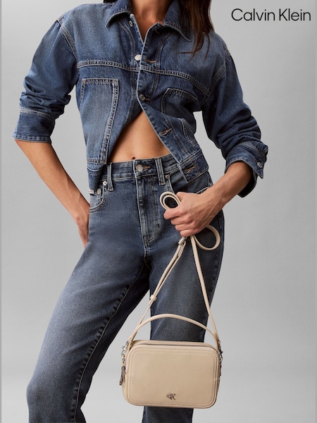 White - Calvin Klein Monogram Logo Cross-body Camera Bag