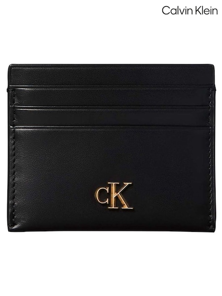 Black - Calvin Klein Leather Rfid Monogram Card Holder