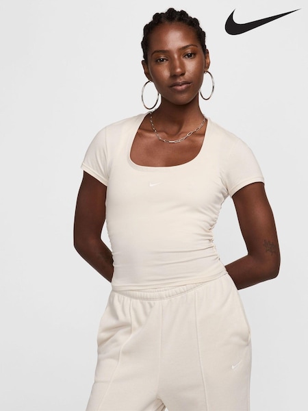 Nike Beige Square Neck Short Sleeve Chill Knit Top (467259) | €24