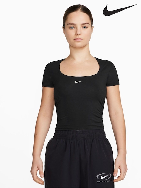 Black - Nike Square Neck Short Sleeve Chill Knit Top (467341) | € 25