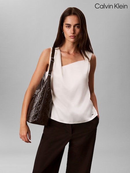 Black - Calvin Klein Monogram Hardware Curved Shoulder Bag