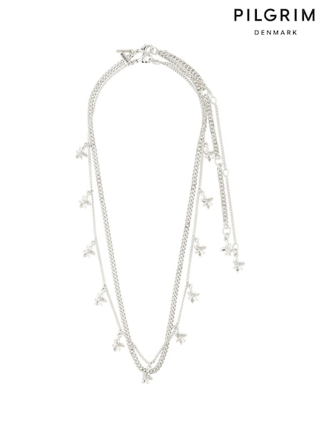 Silver - Pilgrim Riko Recycled Necklaces 2-in-1 Set With Flower Pendants (468593) | kr740