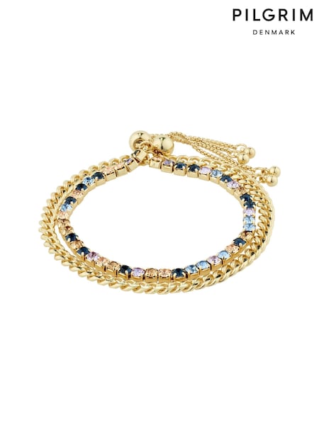 PILGRIM Gold REIGN Bracelet, 2-in-1 Set, with Crystals (468755) | 173 QAR