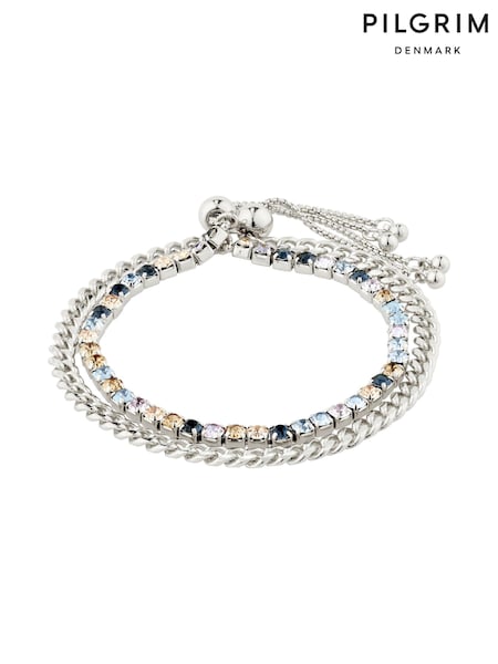 PILGRIM Silver REIGN Bracelet, 2-in-1 Set, with Crystals (468765) | €54