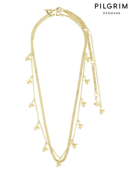 Guld - Pilgrim Riko Recycled Necklaces 2-in-1 Set With Flower Pendants (468799) | kr740