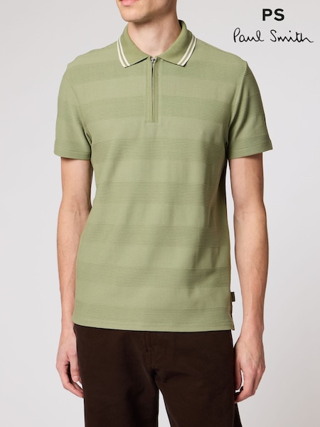 Vert - Regular Paul Smith Regular Fit Tipped Stripe Zip Neck Polo Shirt