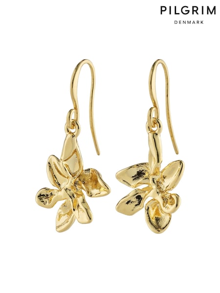 PILGRIM Gold Riko Recycled Earrings With Flower Pendant (468953) | AED163