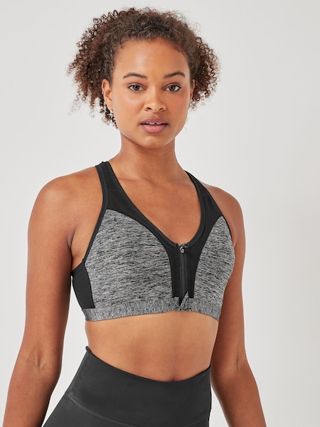 Grey Marl Next Active Sports High Impact Zip Front Bra (469006) | €3
