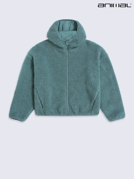 Green - Animal Cley Hooded Borg Jacket
