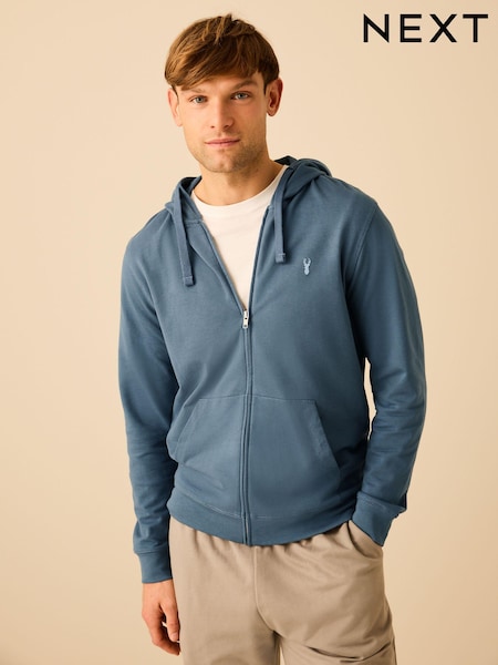 Blue Lightweight Zip-Up 100% Cotton Hoodie (469081) | 59 QAR